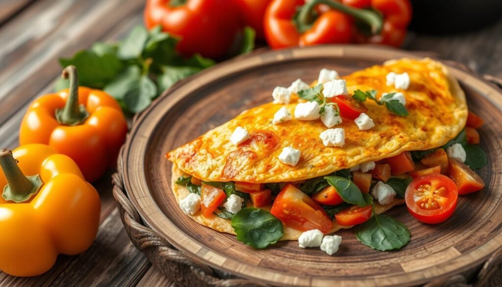Omlet z warzywami i serem feta