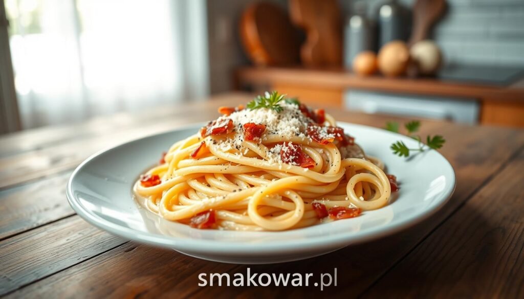 podawanie spaghetti carbonara