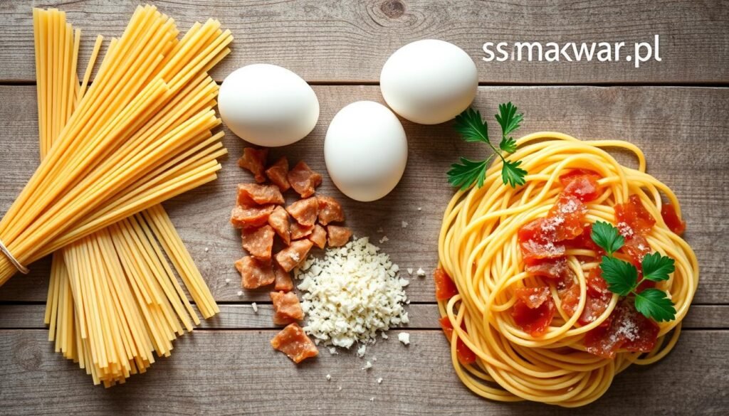 składniki do Spaghetti Carbonara