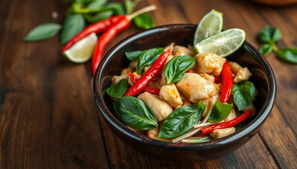 Pad Kra Pao (Kurczak z bazylią i chili)