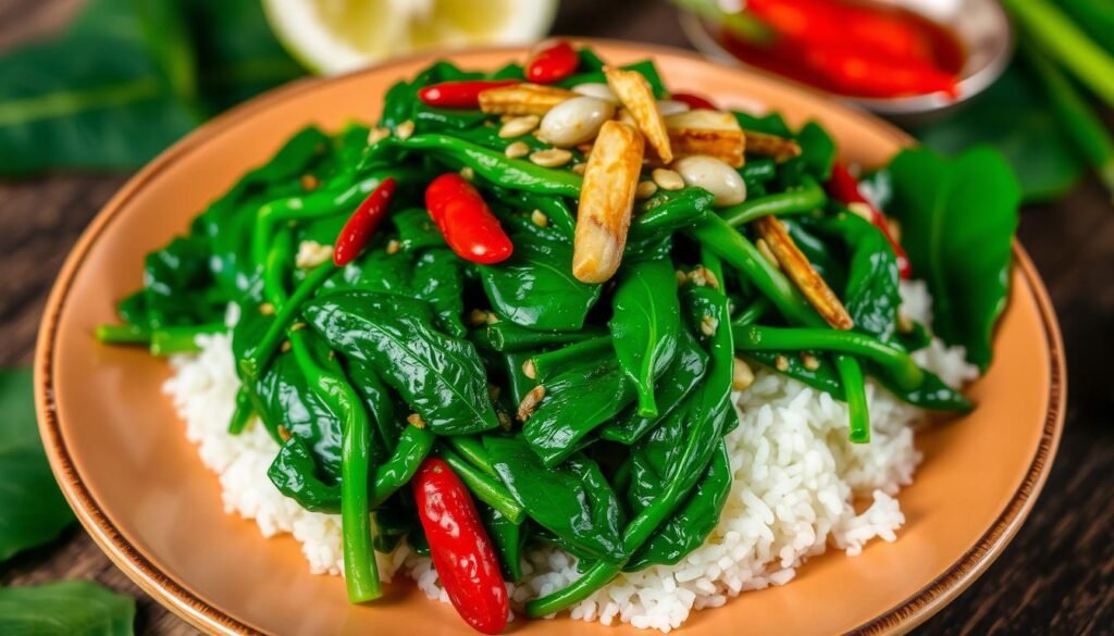 Pad Pak Boong (Morning Glory – smażony szpinak wodny)