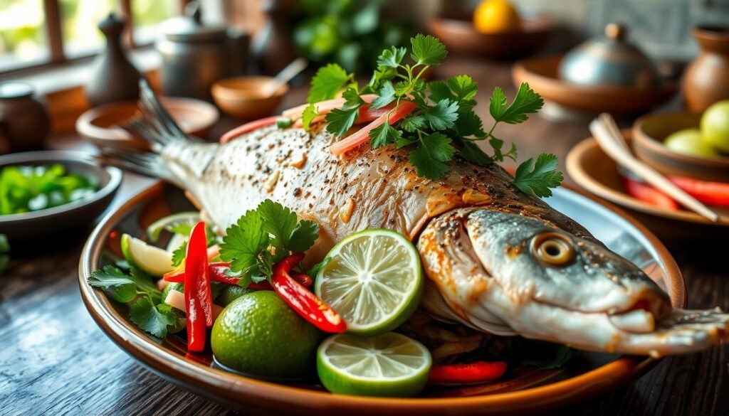 Pla Nueng Manow (Ryba na parze z limonką)