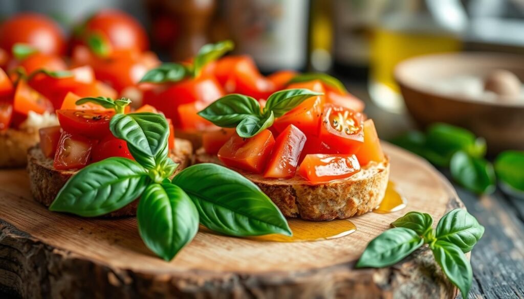 Bruschetta z pomidorami i bazylią
