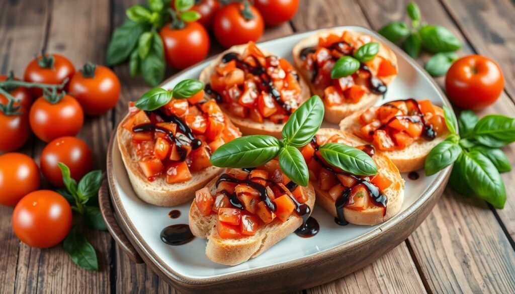 bruschetta z pomidorami i bazylią