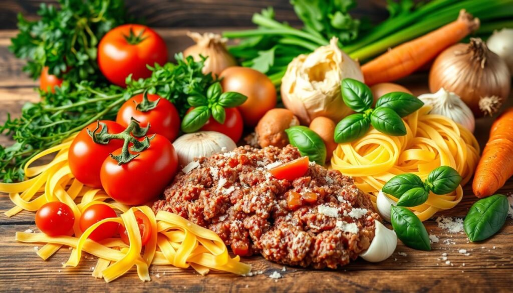 składniki na tagliatelle al ragù