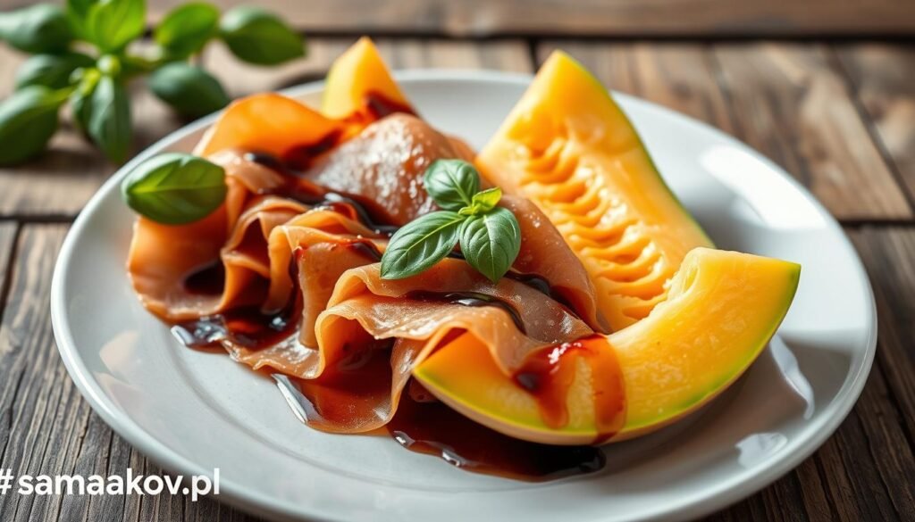 Prosciutto e Melone (przystawka z szynką parmeńską i melonem)