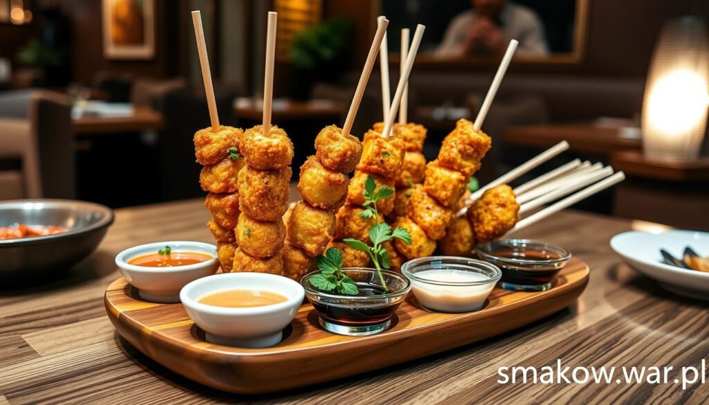 Kushikatsu (smażone na patyku kawałki mięsa lub warzyw)