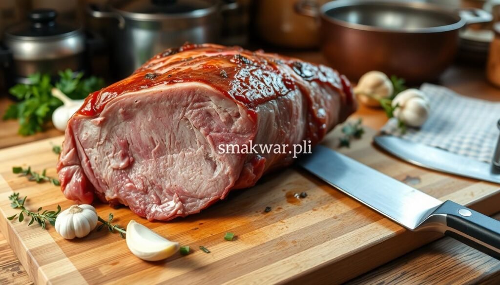 przygotowanie mięsa na Flæskesteg przygotowanie mięsa na Flæskesteg