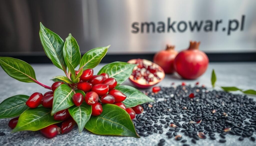 rukola granat czarny sezam